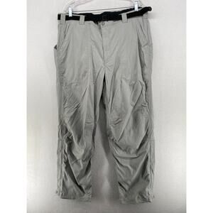 LL BEAN Pants Mens XL Access Trail Hiking Performance Belted Nylon Canvas Gray